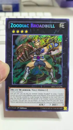 Yugioh XYZ Zoodiac Broadbull MP17-EN206 2017 1st Edition Secret Rare NM - Image 1