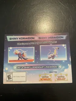 Shiny Koraidon Or Shiny Miraidon Code Card - GameStop - Code Has Not Been Used - Image 1