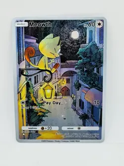 Pokemon POCKET Meowth Kawaii illustration DIY Doujin Art Card - Image 1