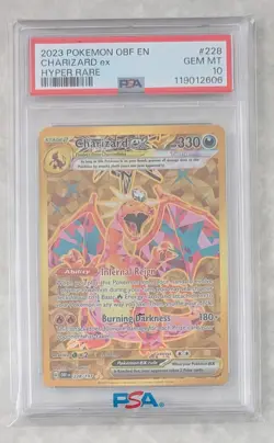 2023 POKEMON OBF EN-OBSIDIAN FLAMES HYPER RARE #228 CHARIZARD EX PSA 10 - Image 1