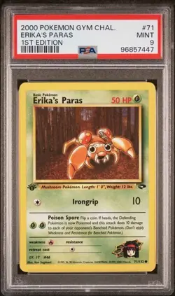 2000 POKEMON GYM CHALLENGE 71 ERIKA'S PARAS PSA 9 MINT 1ST EDITION - Image 1