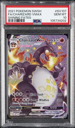 2021 POKEMON SWORD & SHIELD SHINING FATES #SV107 FULL ART/CHARIZARD VMAX PSA 10 - Image 1