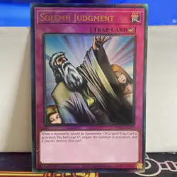 1ST EDITION (PUR) SOLEMN JUDGEMENT 2024 RA02-EN075 YUGIOH CARD (NM) - Image 1