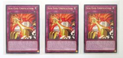 3x Yugioh Card Sun God Unification MZMI-EN071 1st Edition Rare NM - Image 1