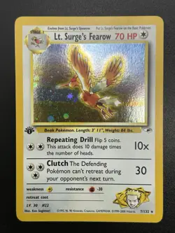 LT. SURGE'S FEAROW Pokemon Card WOTC 1st Edition Gym Heroes 7/132 HOLO NM (A) - Image 2