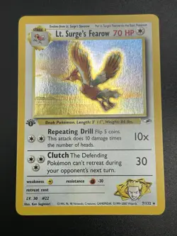 LT. SURGE'S FEAROW Pokemon Card WOTC 1st Edition Gym Heroes 7/132 HOLO NM (A) - Image 3