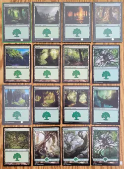 Beautiful MTG Lot Of 16 Different FOREST Basic Land Cards Magic the Gathering - Image 1