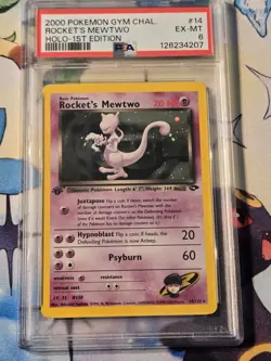 Rocket's Mewtwo 1st Edition Gym Challenge 14/132 Holo Pokemon Card PSA 6 - Image 1