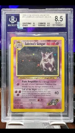 Pokemon TCG Sabrina's Gengar Holo Rare Card 14/132 Gym Heroes Beckett 8.5 NM-MT - Image 1