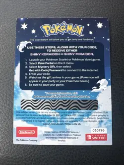 Shiny Koraidon & Miraidon Pokemon Scarlet Violet Code Card - Gamestop - Image 2