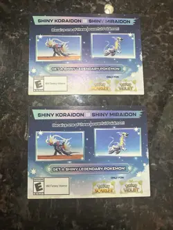 2x Shiny Koraidon & Miraidon Pokemon Scarlet Violet Code Card - Gamestop - Image 1