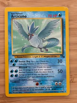 Pokemon TCG Articuno Fossil 17/62 Regular 1999-2000 Wizards WOTC Non Holo MP Vtg - Image 1