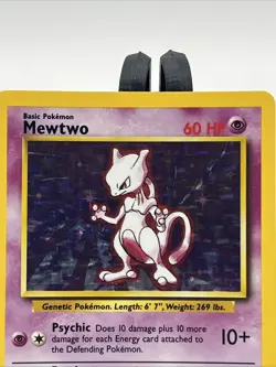 1999 Pokemon Set Unlimited Mewtwo Rare Holo #10/102 LP Mint - Image 2