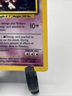 1999 Pokemon Set Unlimited Mewtwo Rare Holo #10/102 LP Mint - Image 4