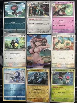 Rare Sexy Anime Waifu Card and 8 Holographic pokemon cards - Image 1