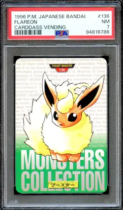 PSA 7 Flareon #136 Carddass Vending Bandai 1996 Japanese Pokemon Card Green - Image 1