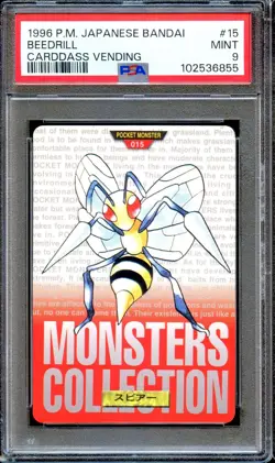 PSA 9 Beedrill #15 Carddass Vending Bandai 1996 Japanese Pokemon Card Red - Image 1