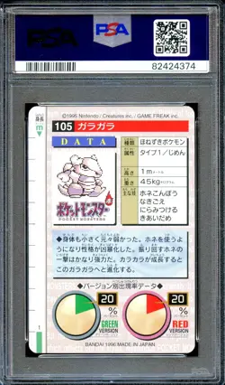 PSA 5 Marowak #105 Carddass Vending Bandai 1996 Japanese Pokemon Card Green - Image 2