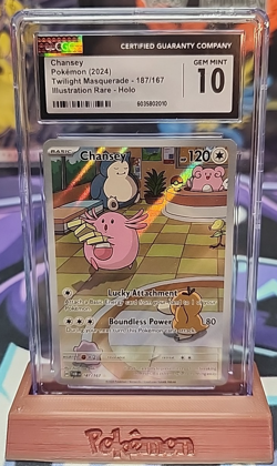 CGC 10 Chansey 2024 Twilight Masquerade 187/167 Illustration Rare Pokemon Card - Image 1