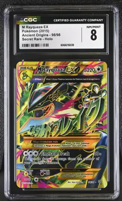 CGC 8 M Rayquaza EX 2015 Ancient Origins 98/98 Secret Rare Holo Pokemon Card - Image 1