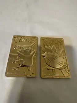 LOT OF 2 1999 POKEMON 23K GOLD PLATED CARDS - Image 1