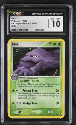 CGC 10 GEM MINT Muk 2006 EX Legend Maker 11/92 Holo Pokemon Card - Image 1