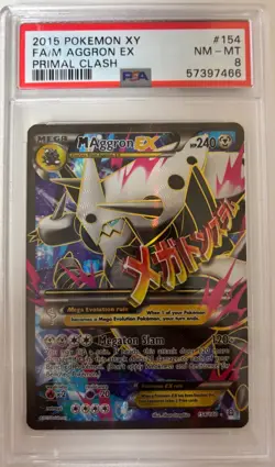 PSA 8 Aggron EX 154/160 Primal Clash 2015 Pokemon Card - Image 1