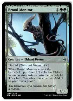 MTG Foil Brood Monitor - Battle for Zendikar Moderately Played English - Image 1