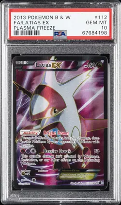 2013 POKEMON B&W PLASMA FREEZE #112 FULL ART/LATIAS EX PSA 10 - Image 1