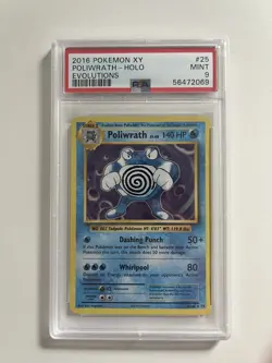 2016 Pokemon XY Evolutions Poliwrath Holo 25/108 PSA 9 MINT - Image 1