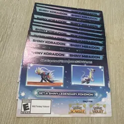 POKEMON SCARLET/VIOLET SERIAL CODES SHINY MIRAIDON AND SHINY KORAIDON UNSCRATCHD - Image 1