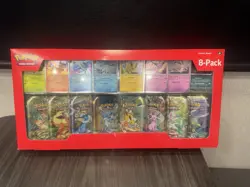 Pokemon TCG, Prismatic Evolutions, 8 Mini Tins Display, Costco Exclusive, Promos - Image 1
