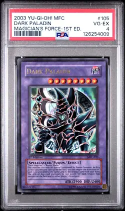 YUGIOH TCG GRADED DARK PALADIN MFC-105 1ST EDITION PSA 4 VG-EX - Image 1