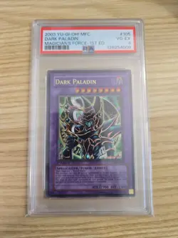 YUGIOH TCG GRADED DARK PALADIN MFC-105 1ST EDITION PSA 4 VG-EX - Image 2