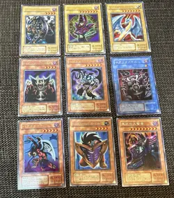 Yugioh OCG Vintage Mixed Rarity Holo Japanese Cards Lot Of 9 MP-Damaged - Image 1