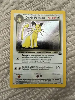 Dark Persian 17 Holo Black Star Promo WOTC Pokemon Card! Great Condition! - Image 1