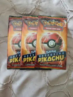 (3) 2019 Pokemon Detective Pikachu New Sealed 2 Card Booster Packs Promo English - Image 1
