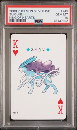 2000 POKEMON SILVER VERSION PLAYING CARDS KING OF HEARTS #245 SUICUNE PSA 10 - Image 1