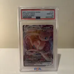 PSA 10 Mew VMAX 114/264 FULL ART HOLO Swsh Fusion Strike Pokemon Card GEM MINT - Image 1