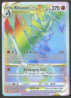 Pokemon TCG: Kleavor VSTAR 196/189 Astral Radiance Rainbow Secret Rare - Image 1