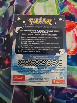 Pokemon Scarlet And Violet Serial Codes Shiny Koraidon or Miraidon UNSCRATCHED! - Image 2
