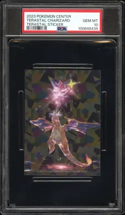 2023 POKEMON CENTER TERASTAL STICKER TERASTAL CHARIZARD PSA 10 - Image 1