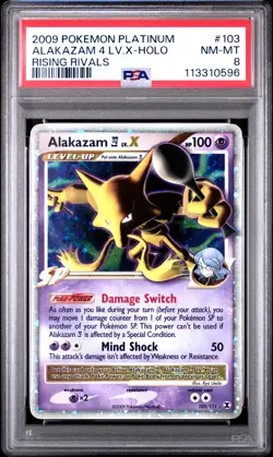 2009 POKEMON PLATINUM RISING RIVALS ALAKAZAM LV. X #103 PSA 8 NM #113310596 - Image 1