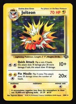 Pokemon Jolteon 4/64 WotC Jungle Holo Rare HP - Image 1