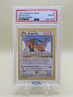 1999 POKEMON GAME MOVIE PROMO #5 Dragonite PSA 8 - Image 1