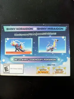 Shiny Miraidon Koraidon Code GameStop Pokemon - Physical PROMO Card- Unused Code - Image 1
