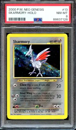 PSA 8 Skarmory Unlimited Neo Genesis 13/111 Pokemon Card Near MINT Holo - Image 1