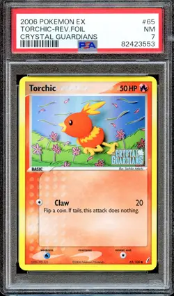 PSA 7 Torchic EX Reverse Foil Crystal Guardians 65/100 Pokemon Card NEAR MINT - Image 1
