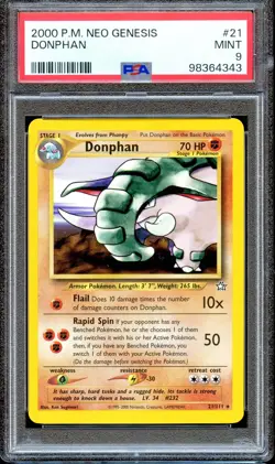 PSA 9 Donphan Neo Genesis 21/111 Unlimited Pokemon Card Non Holo MINT - Image 1