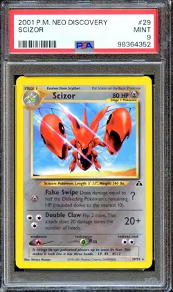 PSA 9 Scizor Neo Discovery 29/75 Unlimited Pokemon Card Non Holo MINT - Image 1